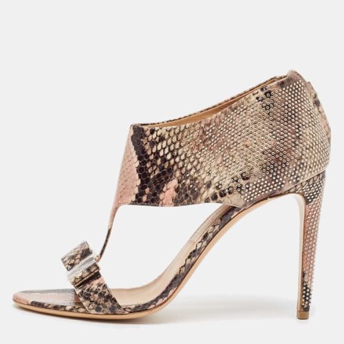 Salvatore Ferragamo Multicolor Snakeskin Embossed Leather T-Strap Sandals Size 40.5 - Salvatore Ferragamo - Modalova