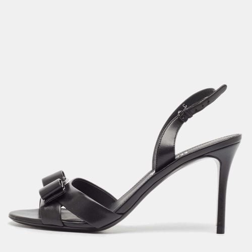 Salvatore Ferragamo Black Leather Lida Slingback Sandals Size 37.5 - Salvatore Ferragamo - Modalova