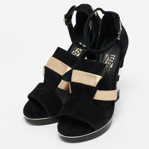 Lexus Size 39 Leather, Python Leather and Suede Ankle Strap Sandals - Salvatore Ferragamo - Modalova