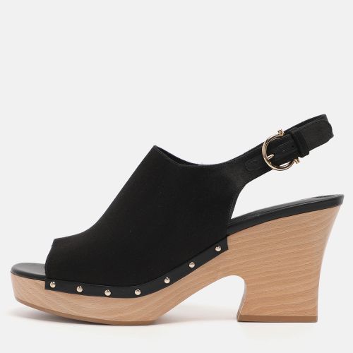 Salvatore Ferragamo Black Satin Wedge Slingback Sandals Size 40.5 - Salvatore Ferragamo - Modalova