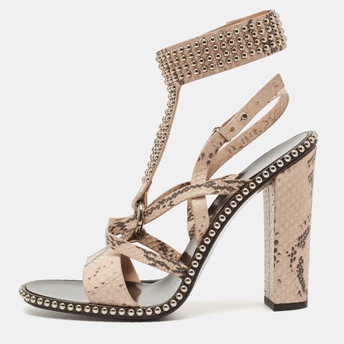 Salvatore Ferragamo Beige Python Leather Studded Ankle Cuff Sandals Size 41 - Salvatore Ferragamo - Modalova