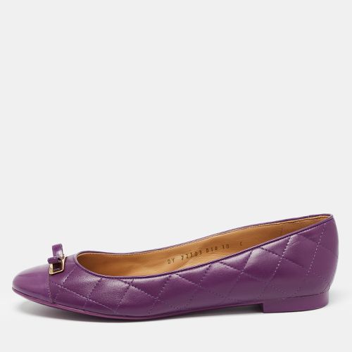 Quilted Patent and Leather Bow Ballet Flats Size 40.5 - Salvatore Ferragamo - Modalova