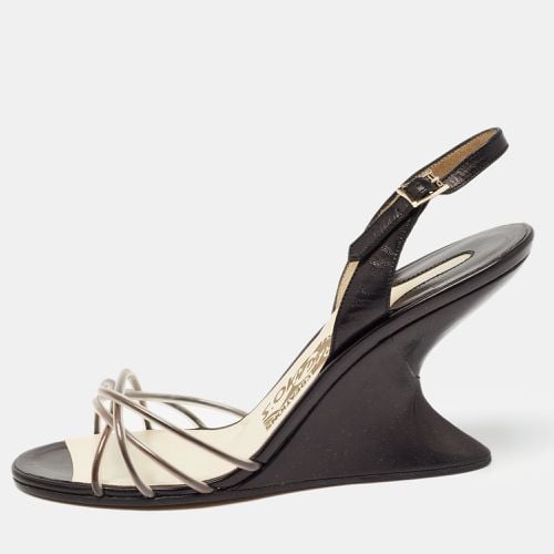 Salvatore Ferragamo Black/White PVC and Leather Arsina Sandals Size 36.5 - Salvatore Ferragamo - Modalova