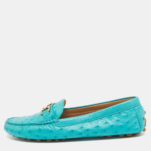 Salvatore Ferragamo Turquoise Ostrich Saba Loafers Size 40.5 - Salvatore Ferragamo - Modalova