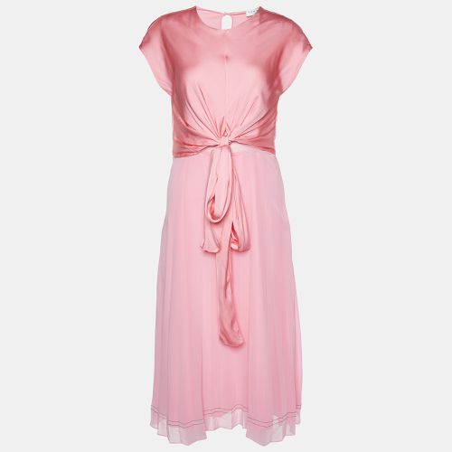 Sandro Pink Satin & Crepe Janyce Midi Dress M - Sandro - Modalova