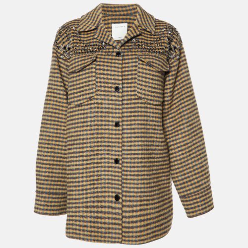 Checked Wool Embellished Brodan Coat S - Sandro - Modalova