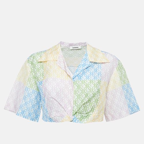 Sandro Multicolor Linen Blend Printed Crop Top M - Sandro - Modalova