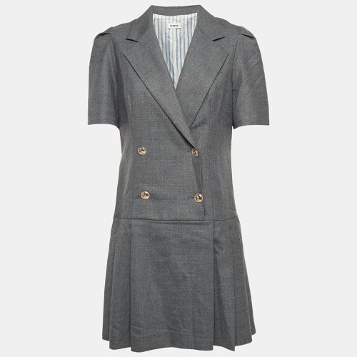 Sandro Grey Gabardine Mini Pleated Blazer Dress L - Sandro - Modalova