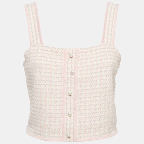 Sandro Pink Patterned Knit Sleeveless Crop Top M - Sandro - Modalova