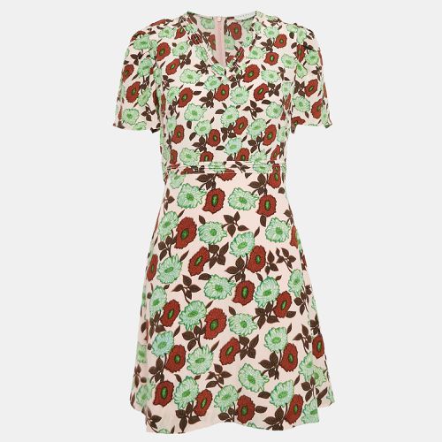 Sandro Pink Floral Print Silk V-Neck Dress M - Sandro - Modalova