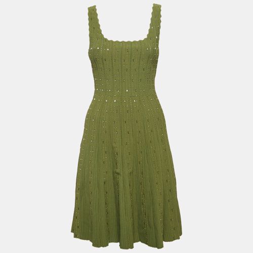 Sandro Green Beads Embroidered Knit Sleeveless Flared Mini Dress XS - Sandro - Modalova