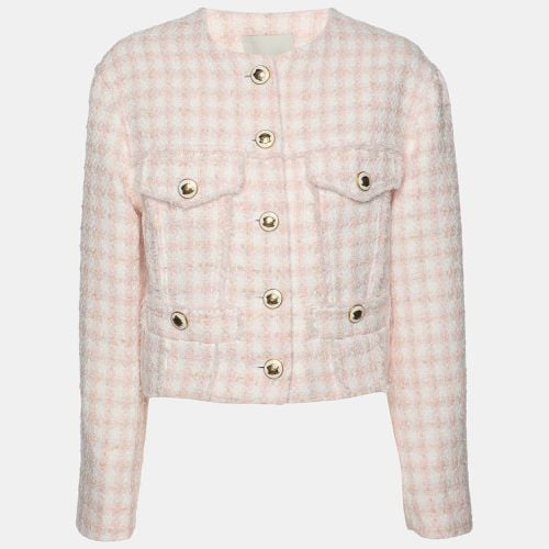 Sandro Pink Tweed Button Up Cropped Jacket S - Sandro - Modalova