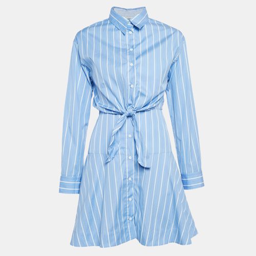 Sandro Blue Pinstripe Poplin Knotted Mini Shirt XS - Sandro - Modalova