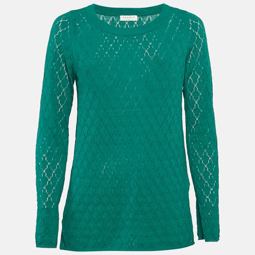 Sandro Green Pointelle Stretch Knit Anabelle Jumper L - Sandro - Modalova