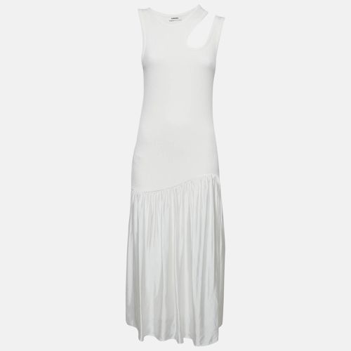 Sandro White Cotton Rib Knit and Satin Midi Dress M - Sandro - Modalova