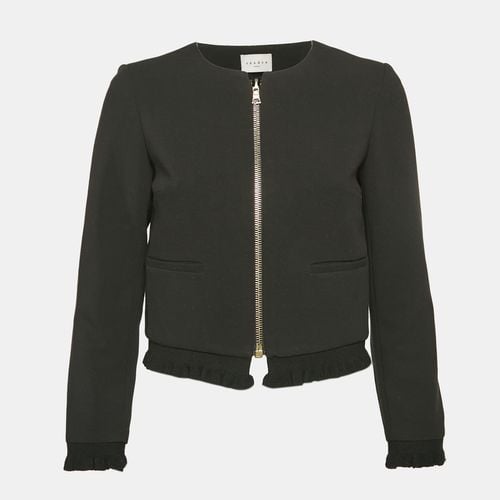 Sandro Black Crepe Ruffled Zip-Up Blazer S - Sandro - Modalova