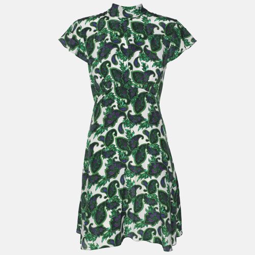 Sandro Green Paisley Print Silk Neck Tie Mini Dress S - Sandro - Modalova