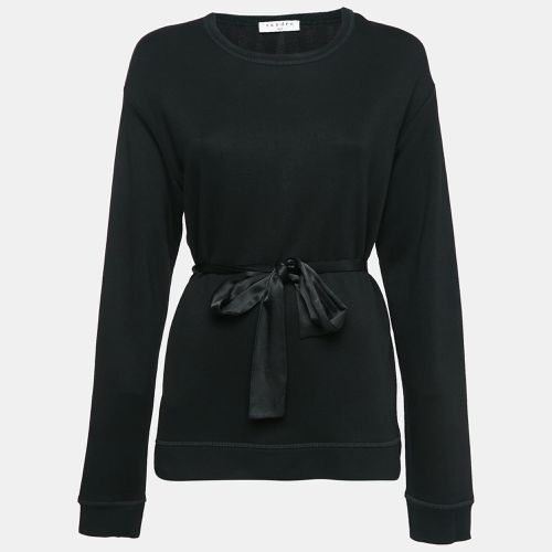 Sandro Black Jersey and Satin Tie-Up Waist Sweatshirt L - Sandro - Modalova