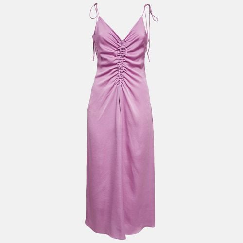 Sandro Lavender Crepe Ruche Detail Midi Slip Dress M - Sandro - Modalova