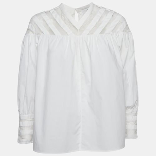 Sandro White Cotton Lace Trimmed A-Line Blouse L - Sandro - Modalova