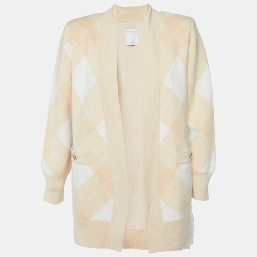 Sandro Beige Glenda Argyle Wool Knit Cardigan L - Sandro - Modalova