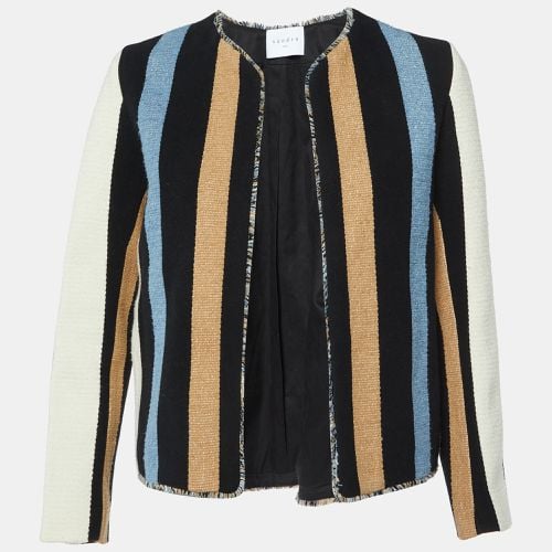 Sandro Black Striped Cotton Open Front Jacket S - Sandro - Modalova