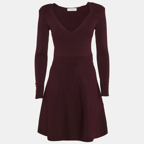 Sandro Burgundy Knit Otane Pearly Cuff Fit & Flare Dress M - Sandro - Modalova