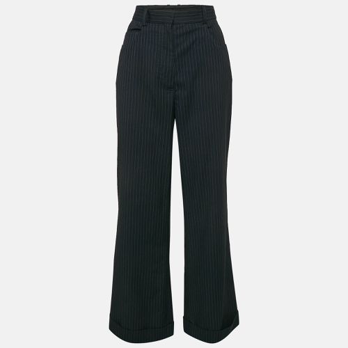 Sandro Navy Blue Pinstripe Herringbone Trousers L - Sandro - Modalova