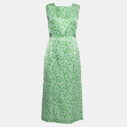 Sandro Green Ashley Floral Print Linen Blend Midi Dress S - Sandro - Modalova