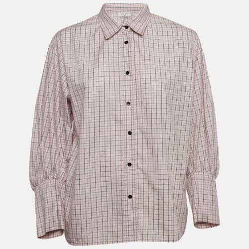 Sandro Pink Checkered Cotton Puff Sleeves Shirt L - Sandro - Modalova