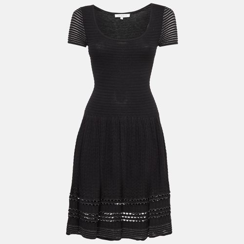 Sandro Black Textured Lurex Knit Flared Short Dress S - Sandro - Modalova