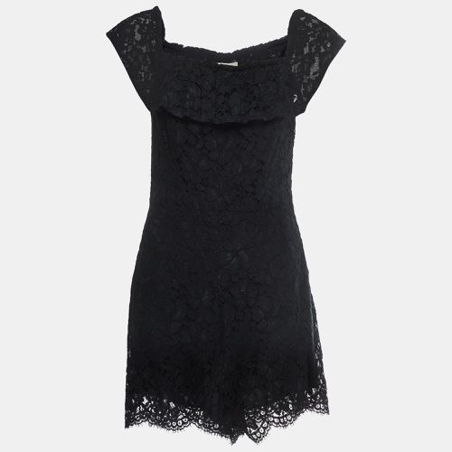 Sandro Black Patterned Lace Off-Shoulder Playsuit L - Sandro - Modalova