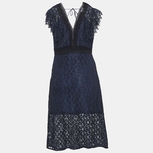 Sandro Navy Blue Emeline Lace Midi Dress S - Sandro - Modalova