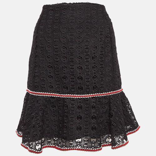 Sandro Black Richard Chain-Link Lace Flounce Skirt L - Sandro - Modalova