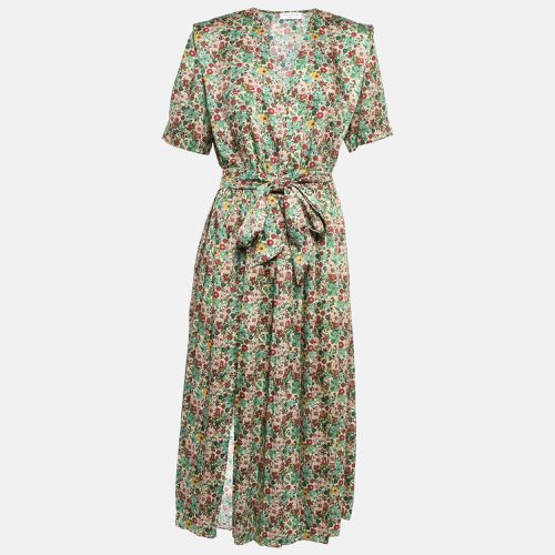 Sandro Multicolor Floral Print Crepe Fiona Midi Dress L - Sandro - Modalova