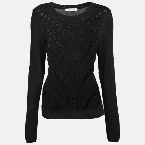 Sandro Black Perforated Knit Long Sleeve Jumper L - Sandro - Modalova