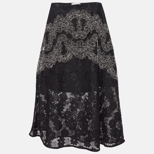 Sandro Black Lace Embroidered Midi Skirt M - Sandro - Modalova