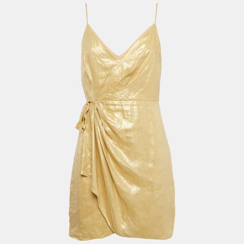 Sandro Metallic Linen Drape Detail Mini Dress M - Sandro - Modalova