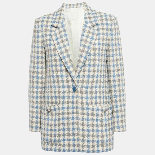 Sandro Blue Houndstooth Tweed Oversized Blazer S - Sandro - Modalova