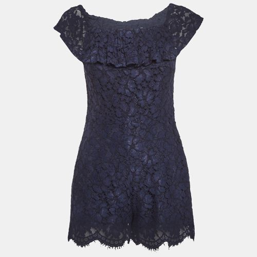 Sandro Navy Blue Lace Mini Scallop Hem Jumpsuit S - Sandro - Modalova