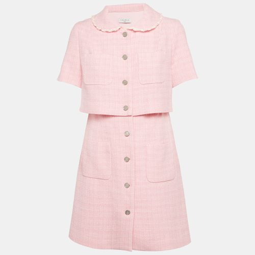 Sandro Pink Tweed Button Front Mini Dress S - Sandro - Modalova