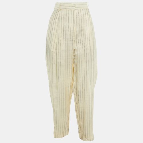 Sandro Ecru Striped Canvas Straight Leg Pants L - Sandro - Modalova