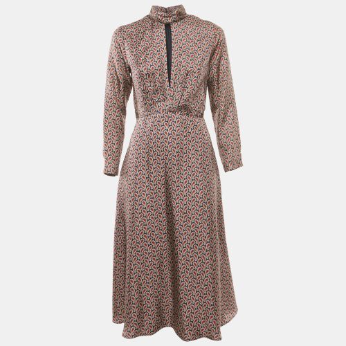 Sandro Navy Blue & Red Paisley Printed Silk High Neck Maxi Dress XS - Sandro - Modalova