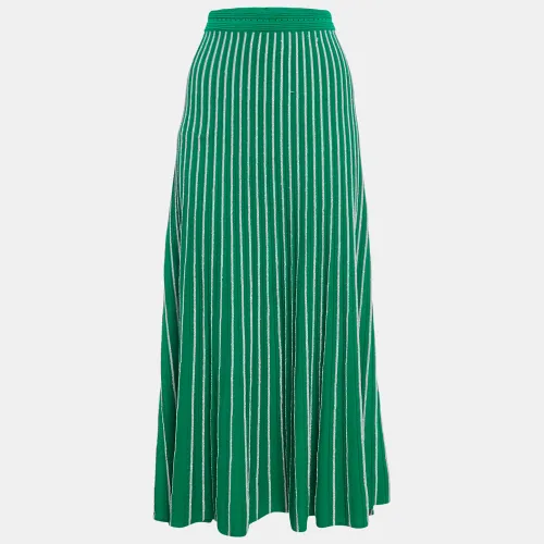 Sandro Green Lurex Striped Knit Midi Skirt L - Sandro - Modalova