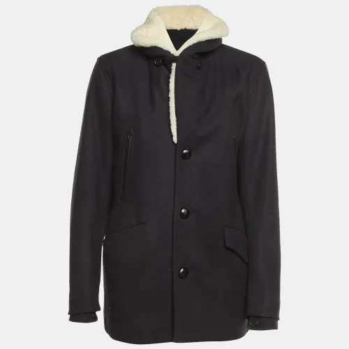 Sandro Black Wool Contrast Collar Button Front Blazer M - Sandro - Modalova