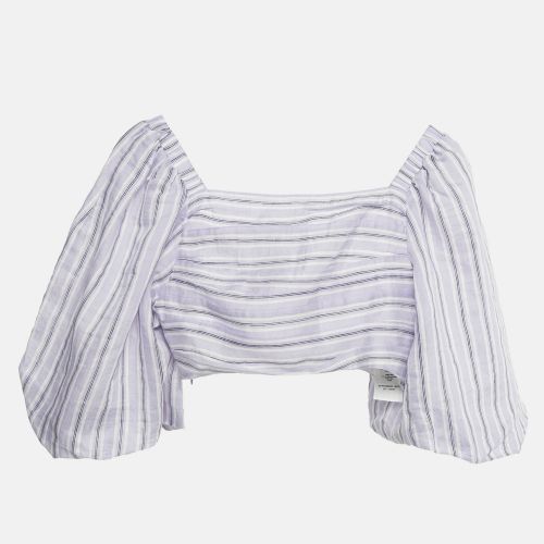 Sandro Lilac Stripe Linen Blend Blonvilla Cropped Top XS - Sandro - Modalova