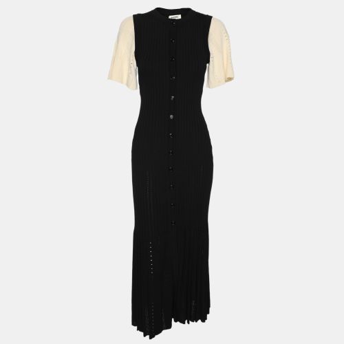 Sandro Black/Cream Stretch Knit Long Dress S - Sandro - Modalova