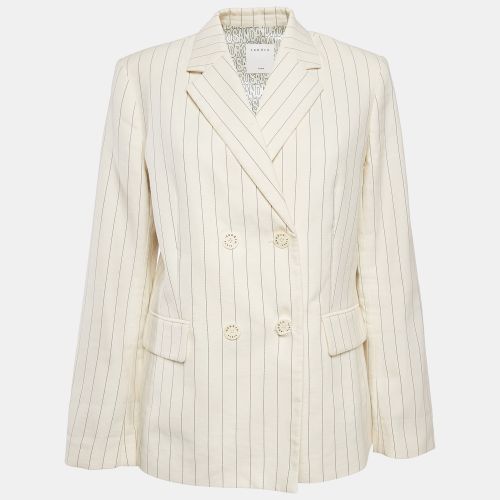 Sandro Off-White Striped Cotton Blend Double Breasted Blazer XL - Sandro - Modalova