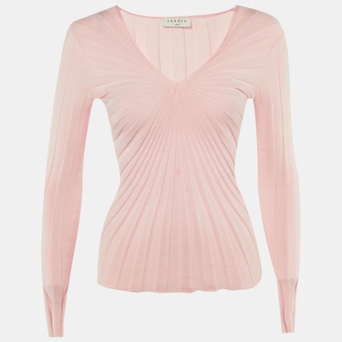Sandro Pink Rib Knit Long Sleeve Jumper XS - Sandro - Modalova