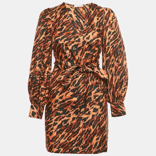 Sandro Brown /Black Animal Print Silk Moon Mini Dress XS - Sandro - Modalova